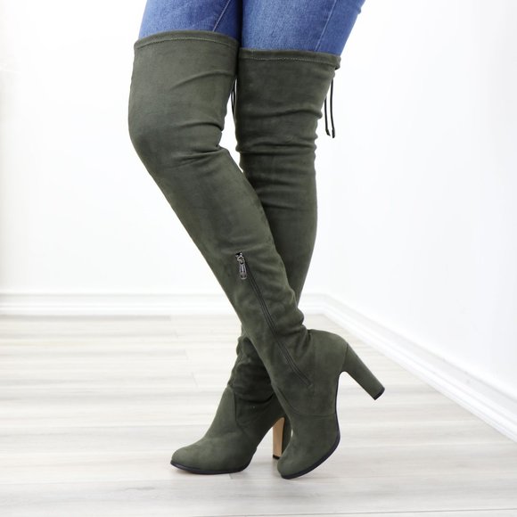 Over Knee High Boots Lace Up Slim Thigh High Heels - Picture 2 of 15
